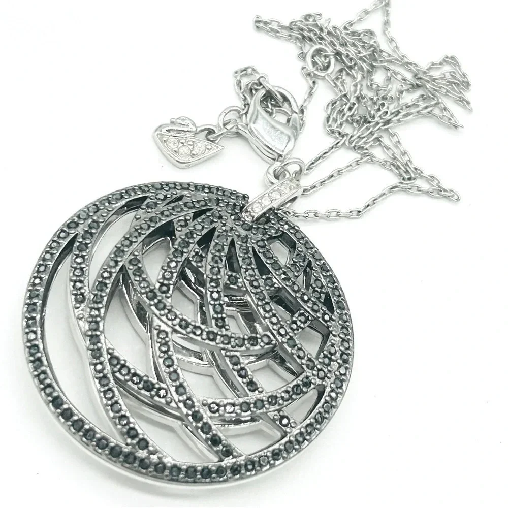 Swarovski Crystal Dual Sided Pave Pendant Necklace
